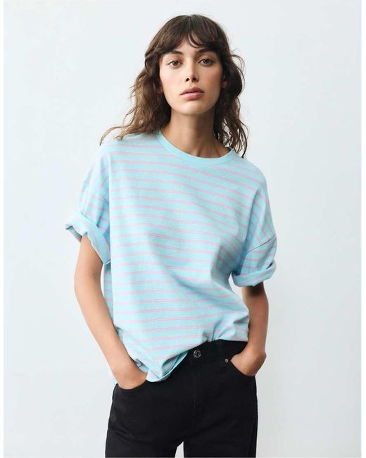 Pull&Bear Blue Oversize Short Sleeve T-shirt
