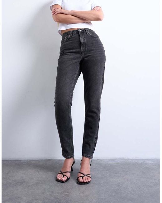 Topshop Hourglass Black Original High Rise Mom Jean