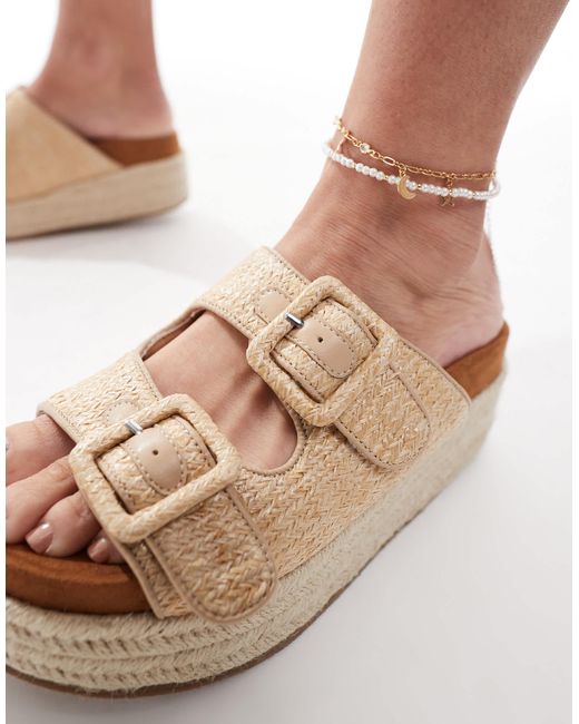 ASOS White Trooper Buckle Detail Flatform Mules