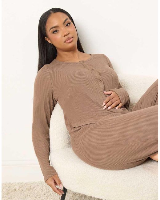 Yours Clothing Natural Jersey Ribbed Cardigan