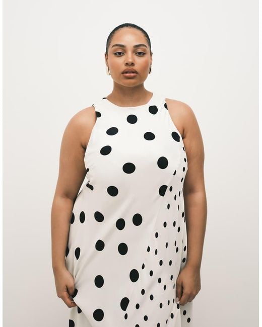 ASOS White Asos Design Curve Racer Midi Dress With Asymmetric Hem