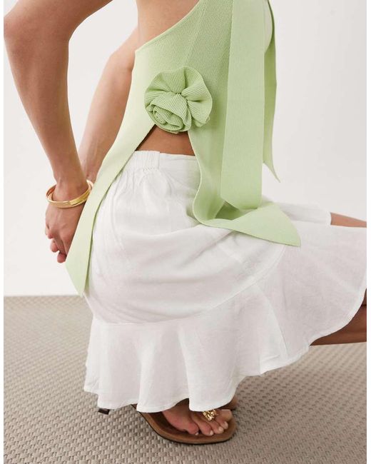 SNDY'S Green Knit Halter Scarf Neck Detail Top