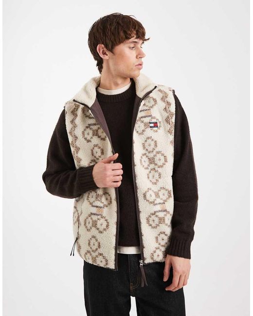 Tommy Hilfiger Natural Pattern Teddy Zip Up Gilet for men