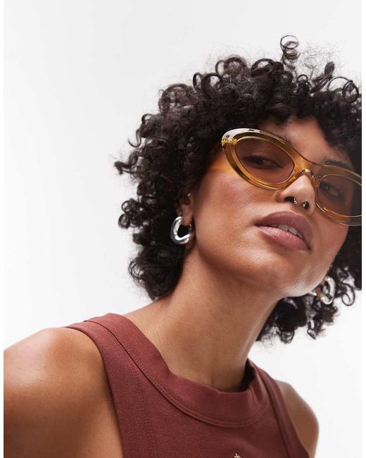TOPSHOP Yellow Paros Oval Sunglasses