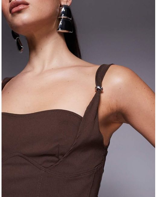 I.AM.GIA Gray Idez Metal Hardware Strap Seam Detail Corset Top