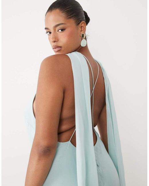 ASOS White Asos Design Curve Halter Maxi Dress With Scarf Detail And Ruffle Hem