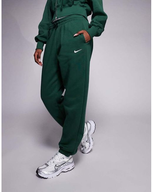 Nike Green Phoenix Fleece High Waisted Oversized Cuffed joggers