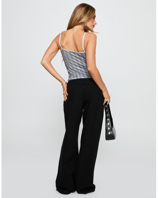 Princess Polly Black Baccarat Cotton Rich Double Belted Eyelet Detail Wide Leg Denim Jeans