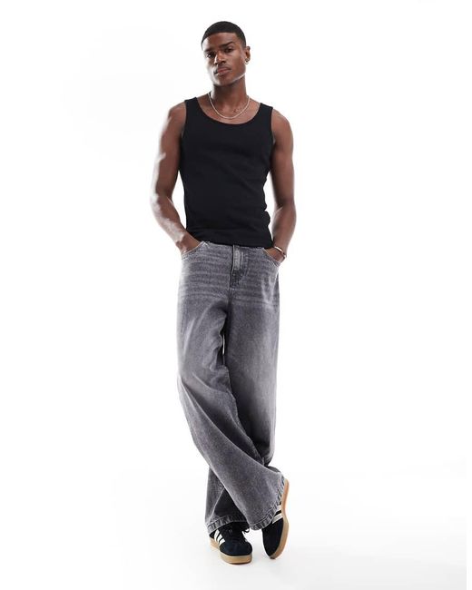 ASOS Set Van 2 Muscle Fit Geribbelde Hemdjes in het Black voor heren