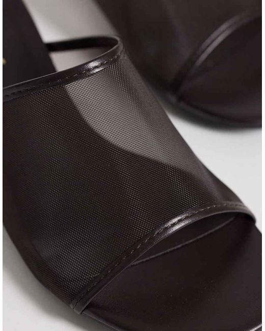 Glamorous Brown Kitten Heel Mesh Sandals