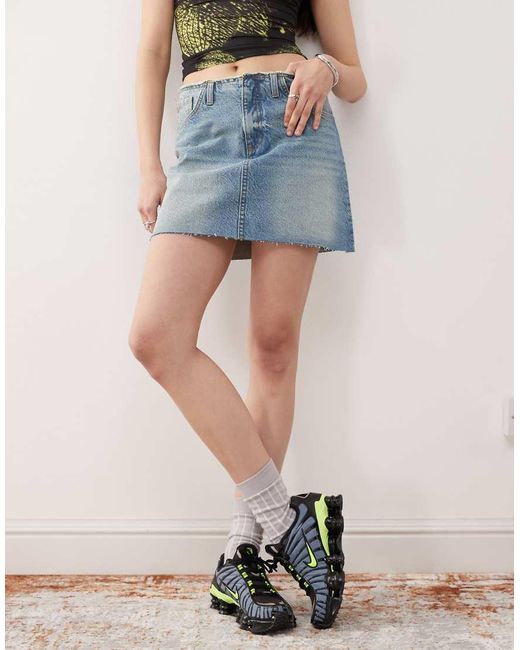 Collusion Denim Minirok Met Ruwe Zoom in het Blue