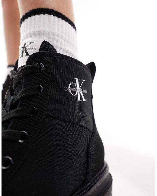 Calvin Klein Black Laceup Combat Boots