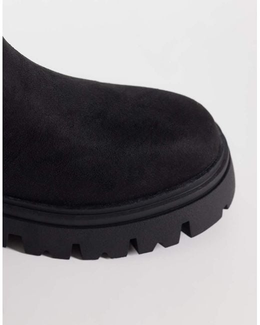 SEQWL Wide Fit Black Twirl Chunky Knee Boots