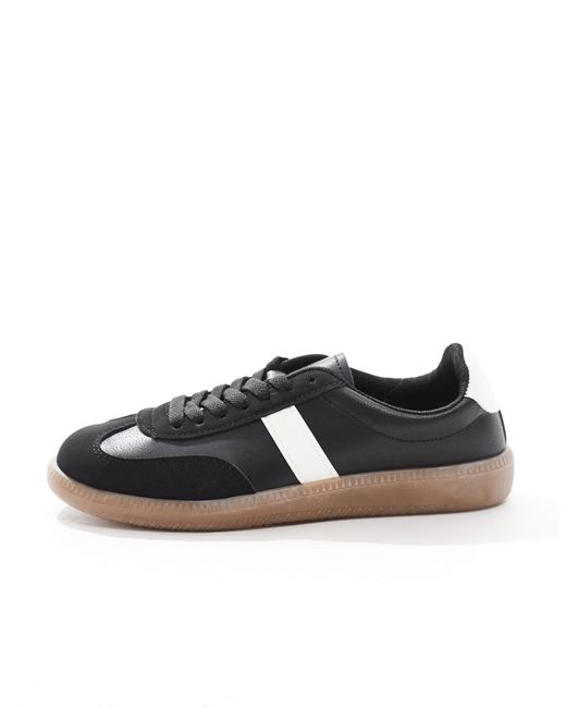 London Rebel Black Cally Trainer With Gum Sole