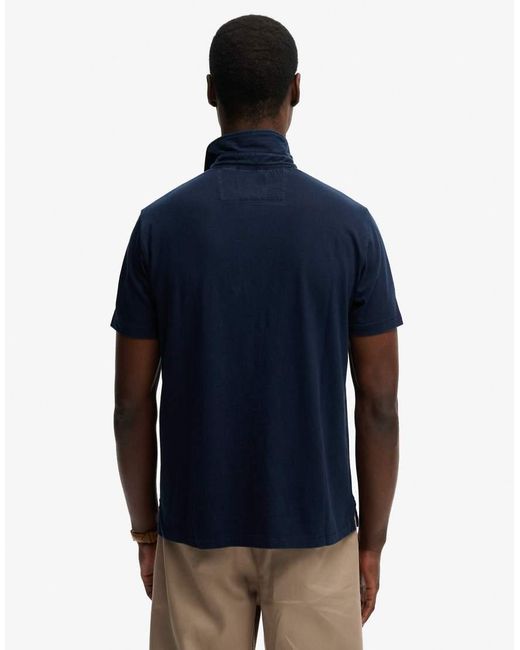Superdry Blue Classic Cotton Linen Polo Shirt for men