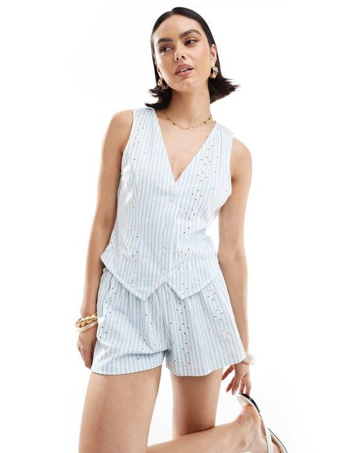 ASOS White Broderie Button Down Waistcoat