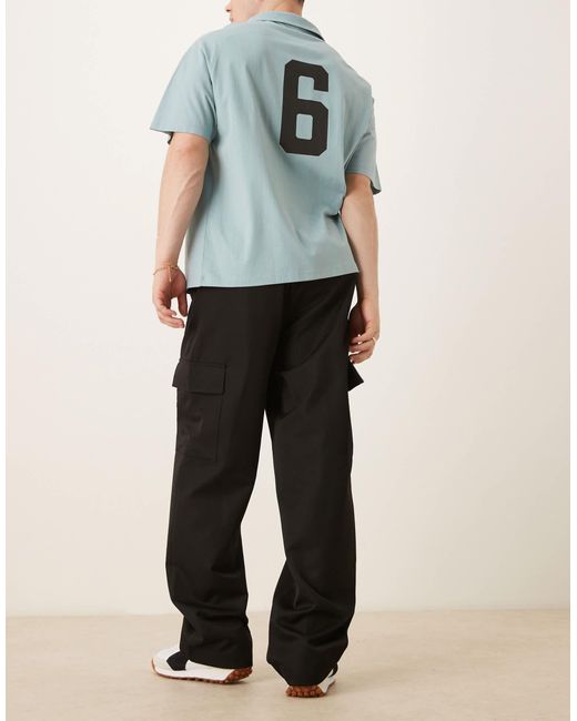 Pantalon cargo élégant large à taille élastique ASOS pour homme en coloris Blue