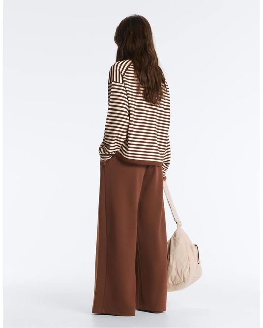 Oysho Brown Long-sleeved Striped Jumper