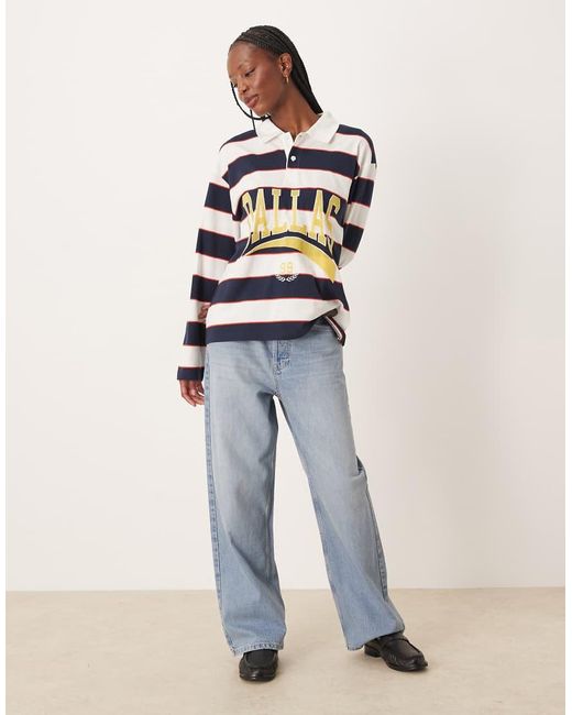 ASOS Multicolor Oversized Rugby Polo Top With Dallas Graphic