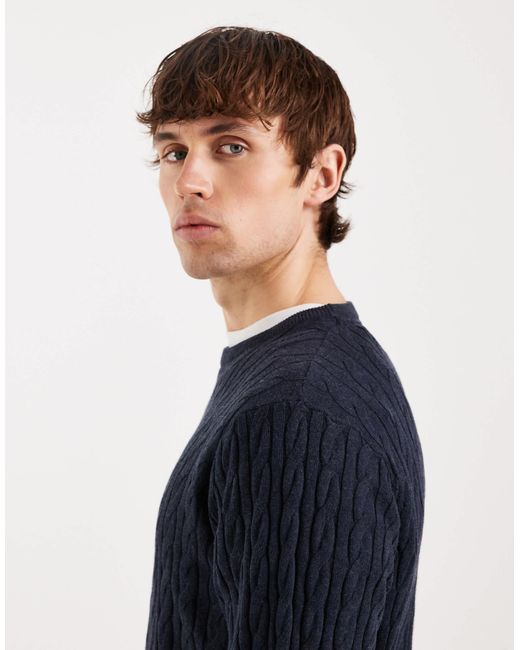 Threadbare – strickpullover mit rundhalsausschnitt in Blue für Herren