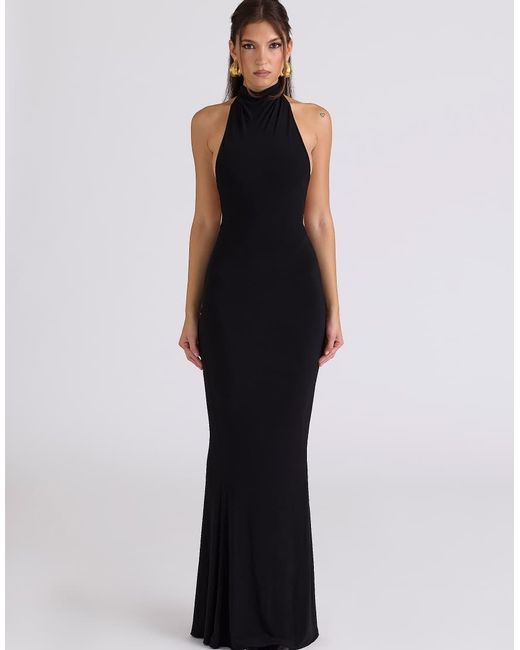 House Of Cb White Sadira Draped Jersey Open Back Maxi Dress