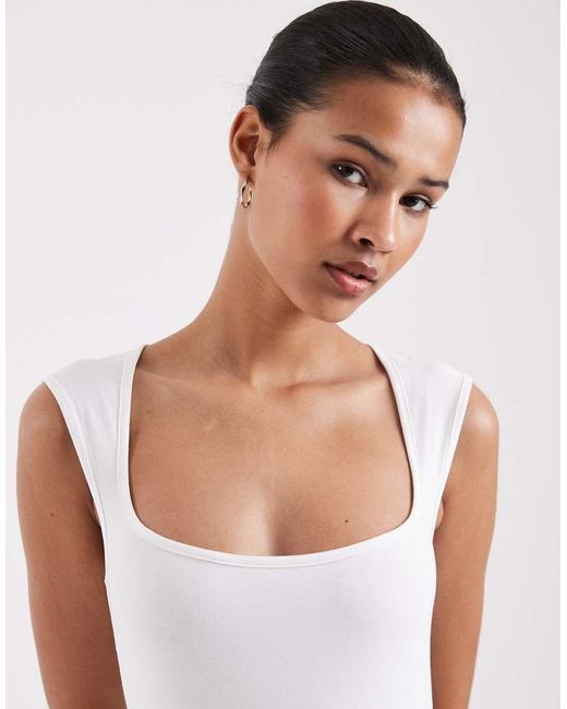 JJXX White Square Neck Top