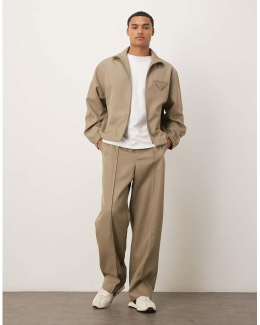 ASOS Natural Smart Co-Ord Relaxed Track Jacket for men