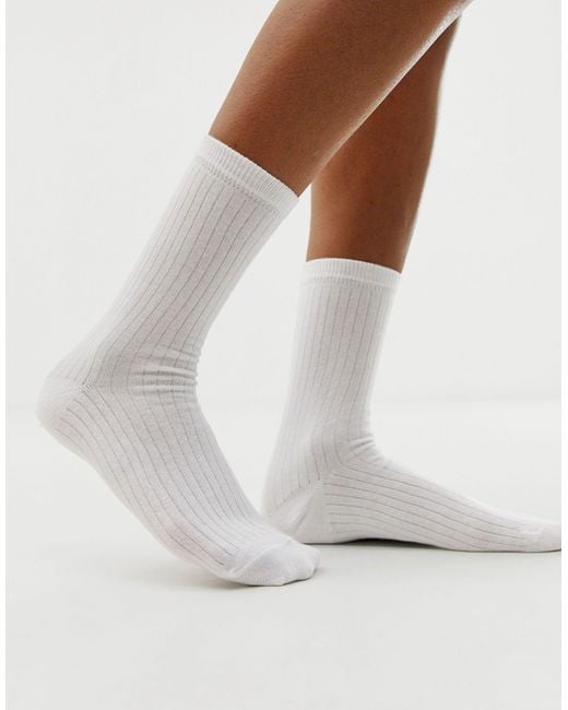 ASOS White Calf Length Rib Socks
