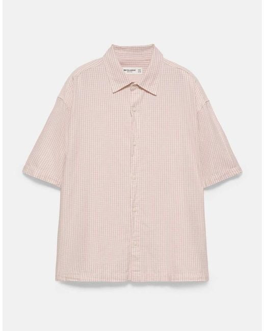 Pull&Bear Brown Short Sleeve Check Shirt for men