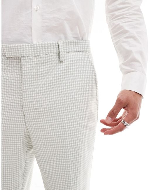 Twisted Tailor White Dogstooth Double Breasted Suit Trouser for men