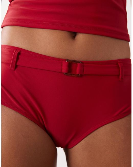 Motel Red Co-ord Avi Belt Detail Bikini Short