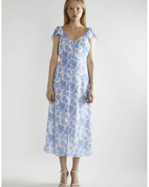 Glamorous Blue V Neck Midi Dress