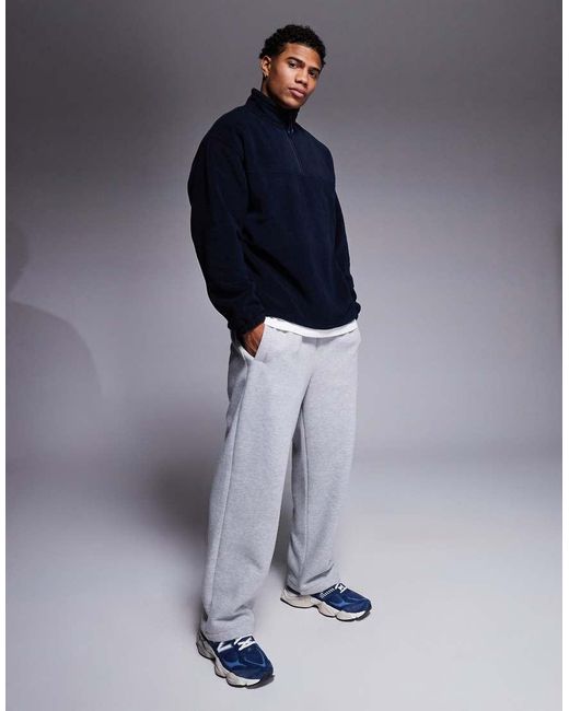 ASOS Blue Oversized Half Zip Fleece Sweatshirt for men