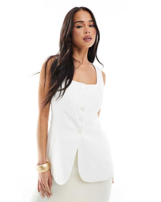 Stradivarius Gilet Met Lange Pasvorm in het White