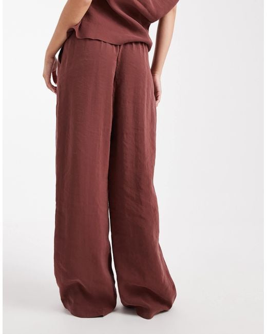 ASOS Red Tie Waist Straight Leg Co-Ord Trouser