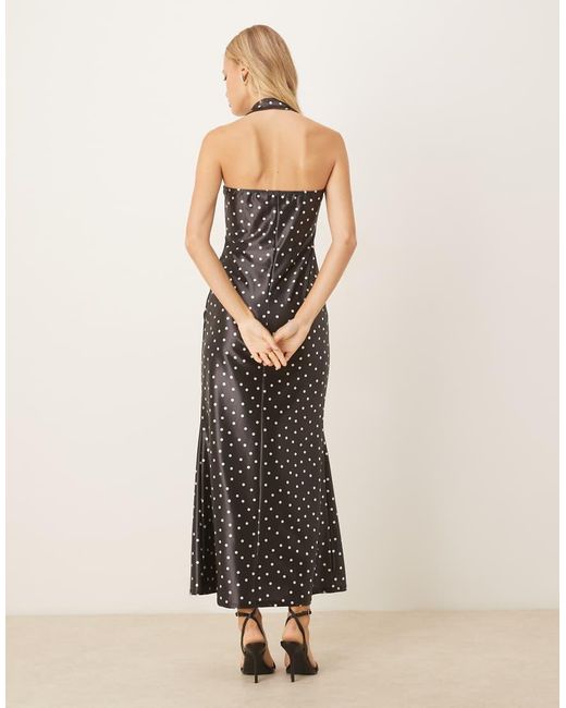 Vestido Midi Con Estampado De De Satén Elástico De ASOS de color Natural
