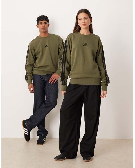 Adidas Originals Green Adidas Sportswear Three Stripe Fleece Sweatshirt