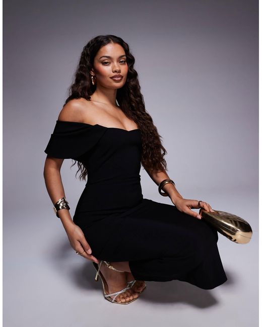 Vesper Petite Black – midaxi-kleid aus bengaline