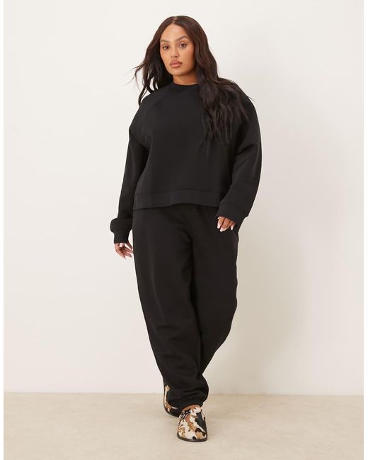 ASOS Black Asos Design Curve Oversized Brushback Sweatshirt With Raglan Detail