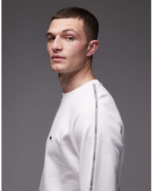 Lacoste Gray Taped Logo Crew Neck Sweatshirt for men
