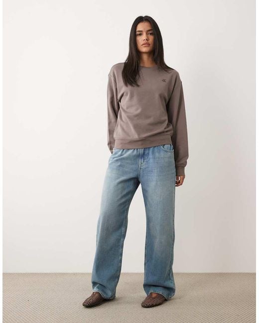 Calvin Klein Brown Monogram French Terry Sweatshirtin Light