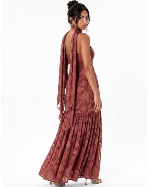 ANAYA Red Floral Burnout Bandeau Maxi Dress