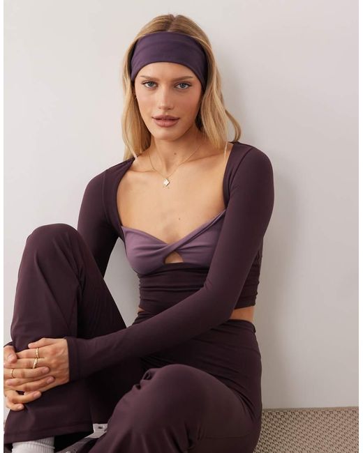 BO+TEE Purple Bo+tee Twist Front Long Sleeve Top