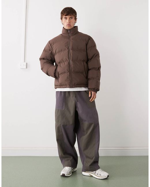 Weekday Brown Cole Puffer Jacket for men