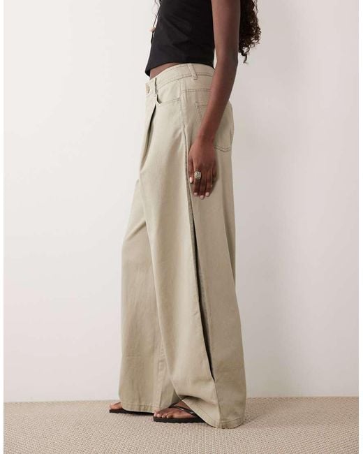 ASOS Natural Barrel Pants With Side Panel Detail