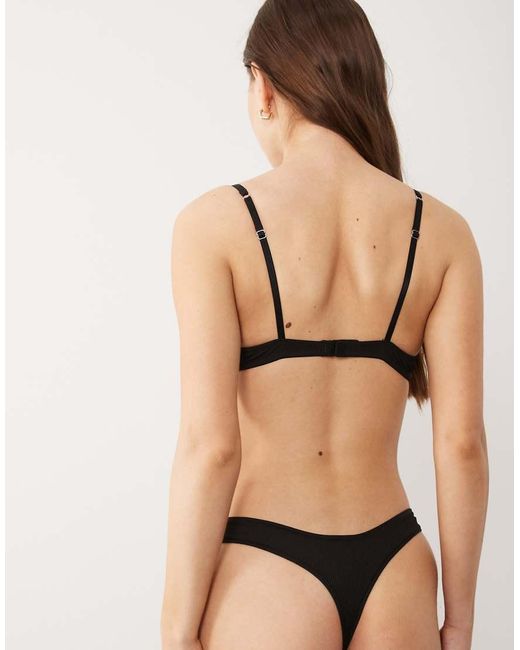 ASOS Natural Nora Rib Knit Underwire Bra With Woven Tab Detail