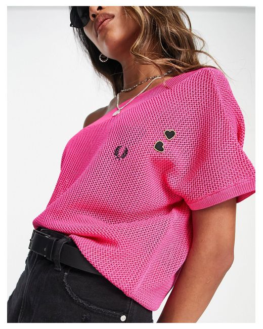 Fred Perry Pink X Amy Winehouse One Shoulder Knitted Top