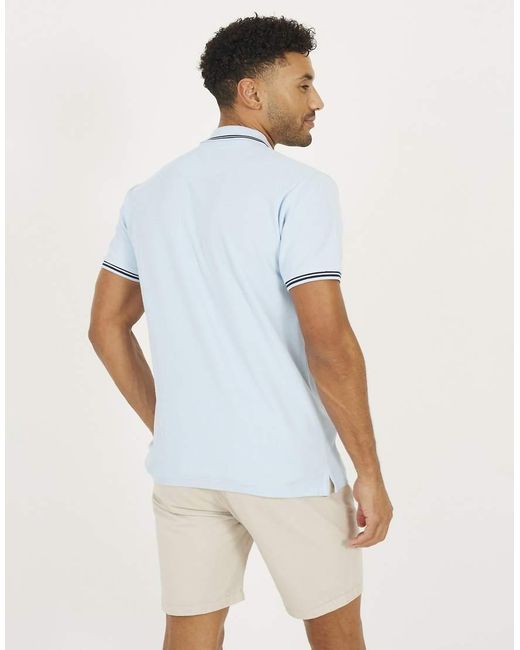 Brave Soul White Cotton Polo Shirt With Contrast Colour Stripe for men