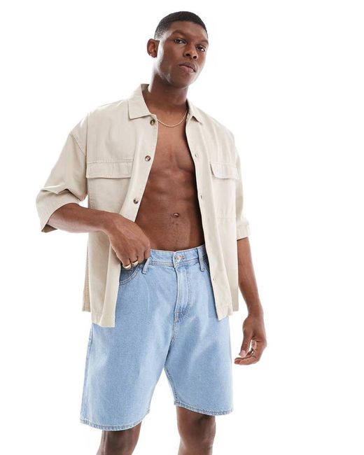 JJ Rebel Blue Loose Fit Denim Shorts for men