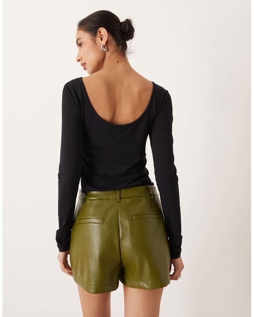 ASOS Green Tailored Faux Leather High Waisted Shorts Co-ord
